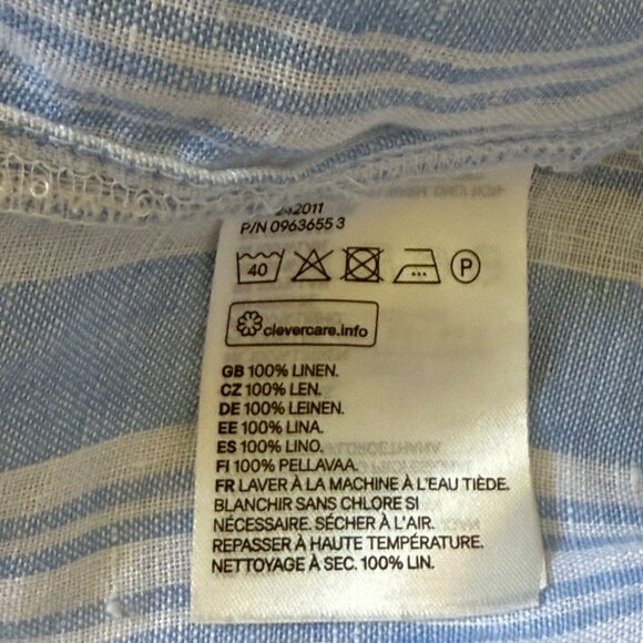 MEDIUM H&M Lemlem Blue Stripe Linen Shirtdress  Boho Beach Dress - Picture 9 of 13